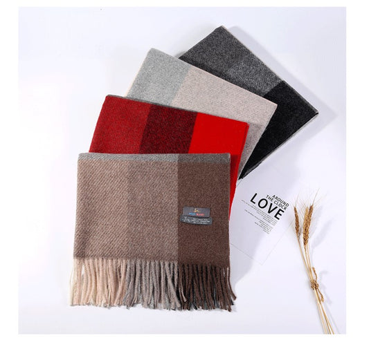 Cozy Color Block Fringe Scarf Shawl
