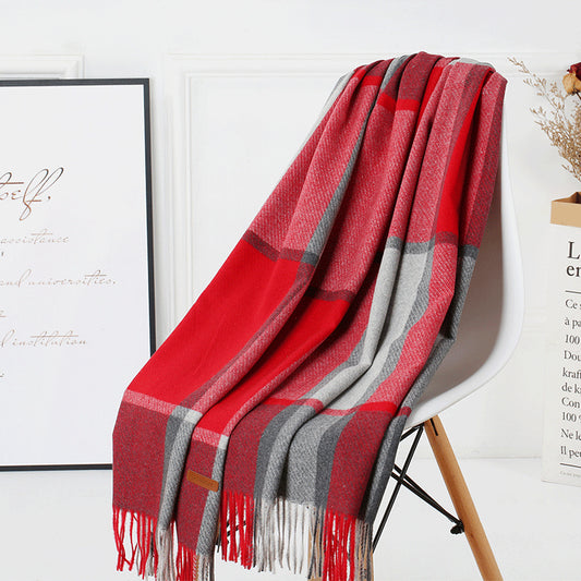 Cozy Color Block Fringe Scarf Shawl