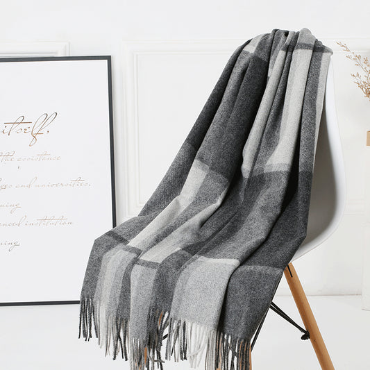 Cozy Color Block Fringe Scarf Shawl