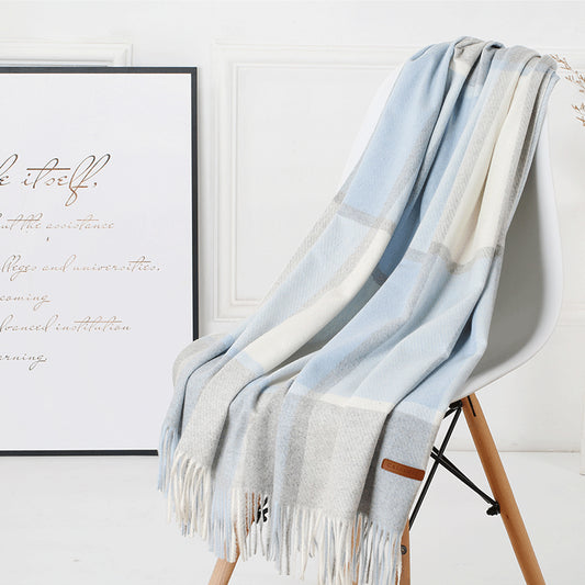 Cozy Color Block Fringe Scarf Shawl