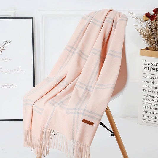 Cozy Color Block Fringe Scarf Shawl