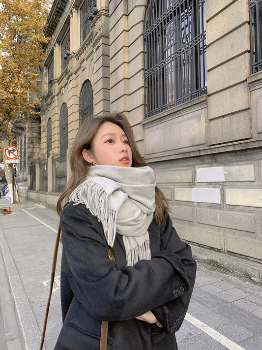 Luxury Cashmere Blend Large Fringed Scarf