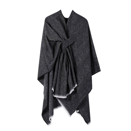 Solid Knit Poncho Shawl