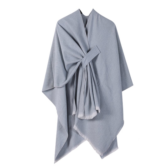 Solid Knit Poncho Shawl