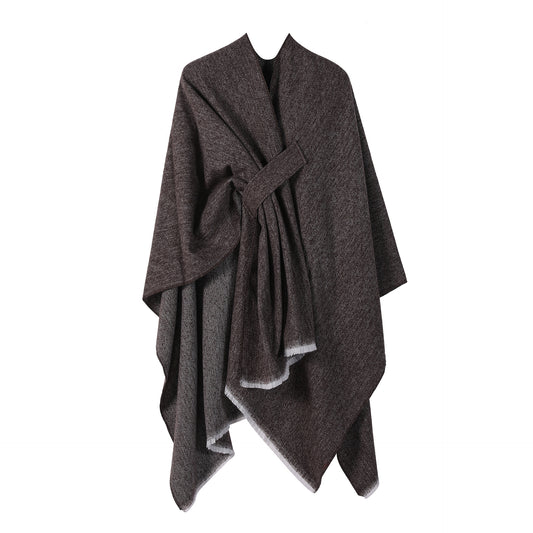Solid Knit Poncho Shawl
