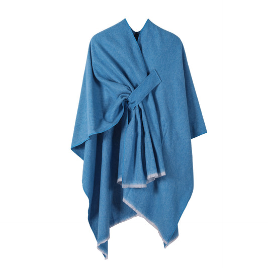 Solid Knit Poncho Shawl