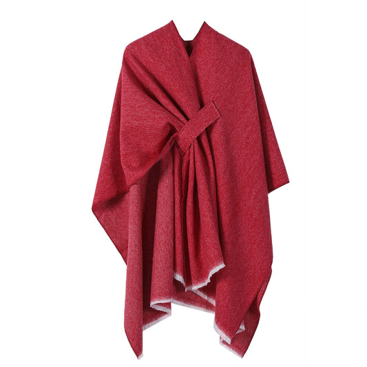 Solid Knit Poncho Shawl