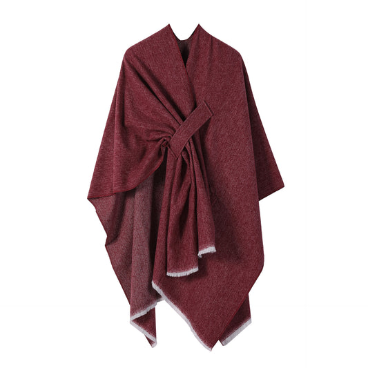 Solid Knit Poncho Shawl