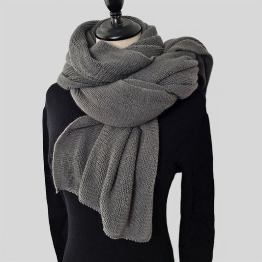 Warm Winter Shawl with Elegant Fringe