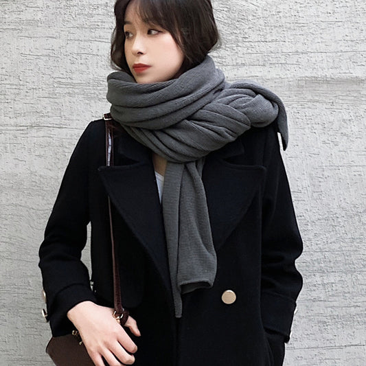 Warm Winter Shawl with Elegant Fringe
