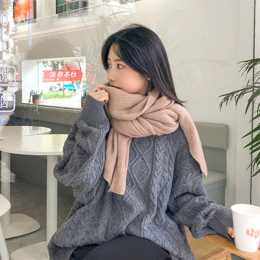 Warm Winter Shawl with Elegant Fringe
