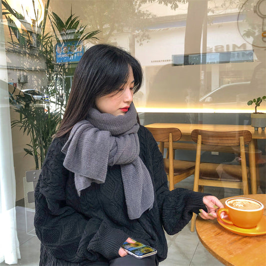 Warm Winter Shawl with Elegant Fringe
