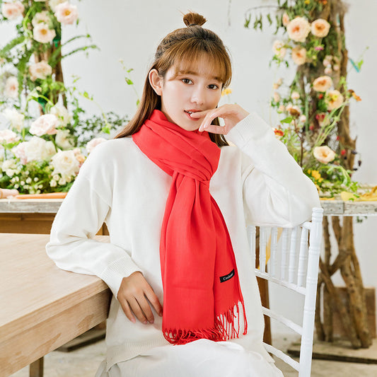 Warm Winter Shawl with Elegant Fringe