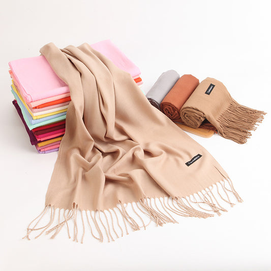 Warm Winter Shawl with Elegant Fringe