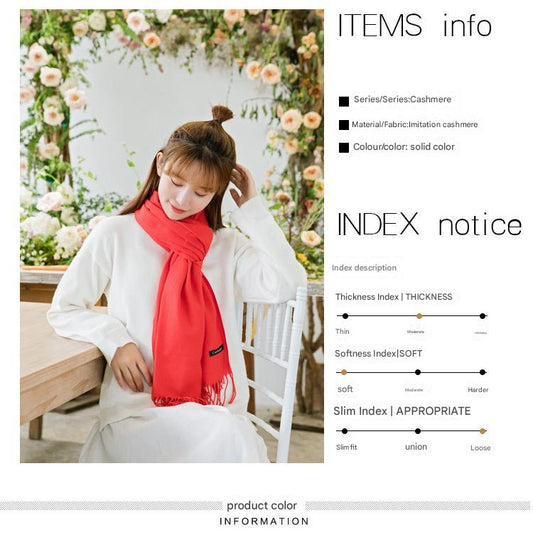 Warm Solid Tone Shawl with Elegant Fringe