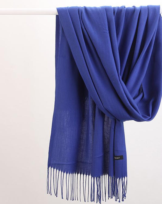 Warm Solid Tone Shawl with Elegant Fringe