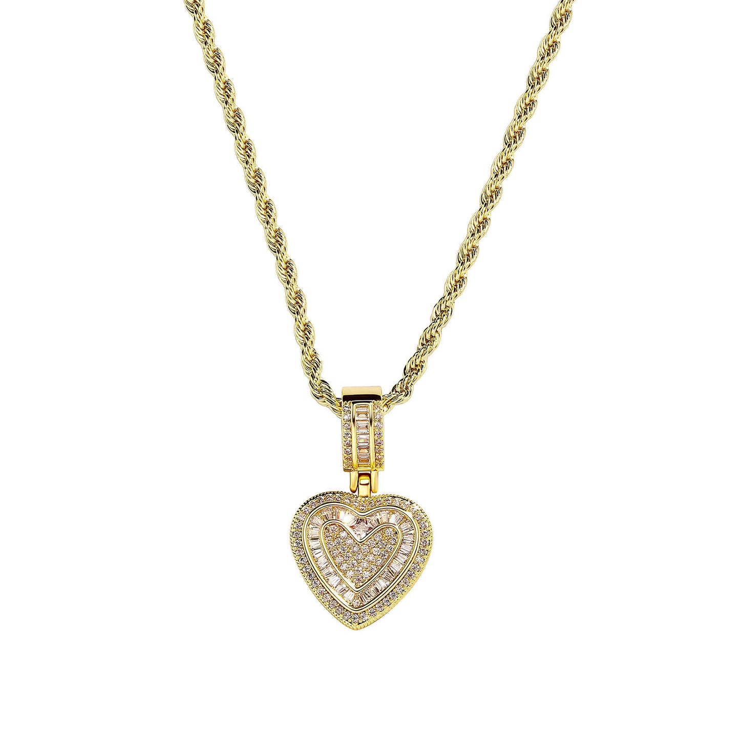 Iced Out Heart Pendant Necklace