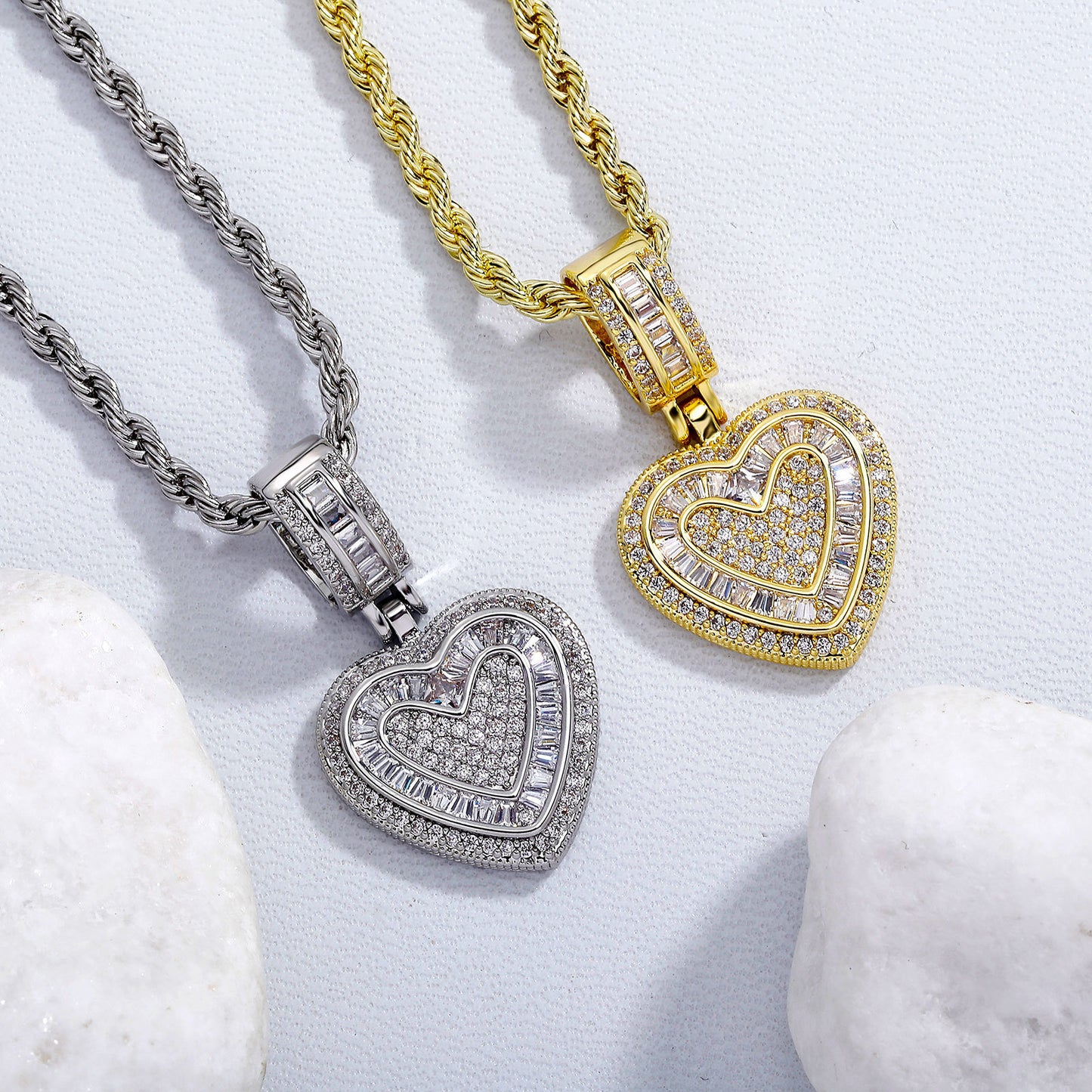 Iced Out Heart Pendant Necklace