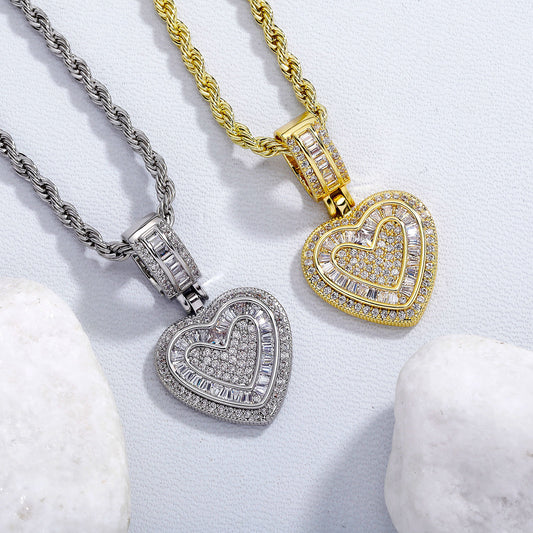Iced Out Heart Pendant Necklace