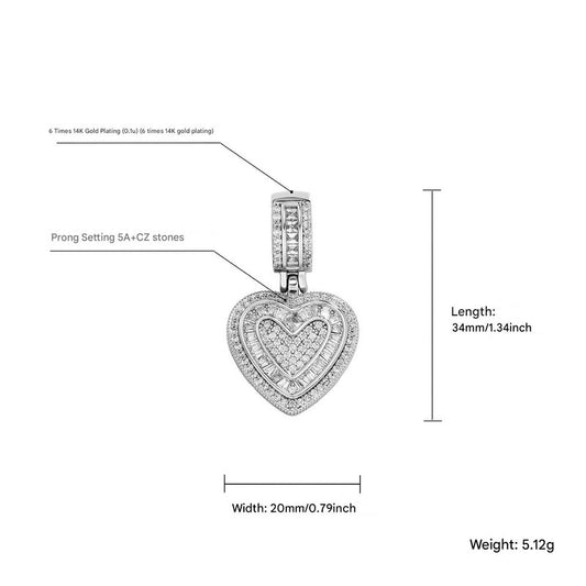 Iced Out Heart Pendant Necklace