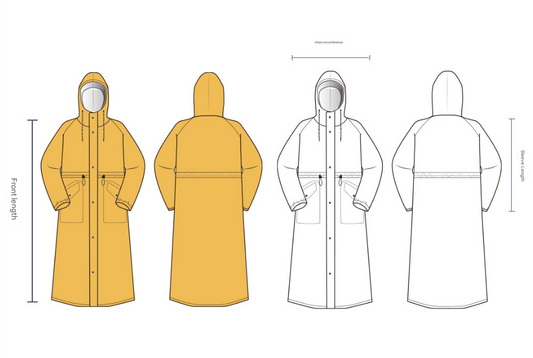 White Long Raincoat with Hood and Visor
