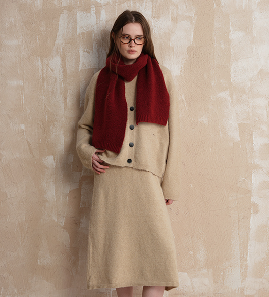 Soft Wool Blend Knitted Scarf