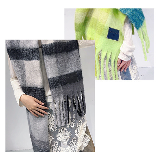 Classic Plaid Faux Cashmere Winter Scarf