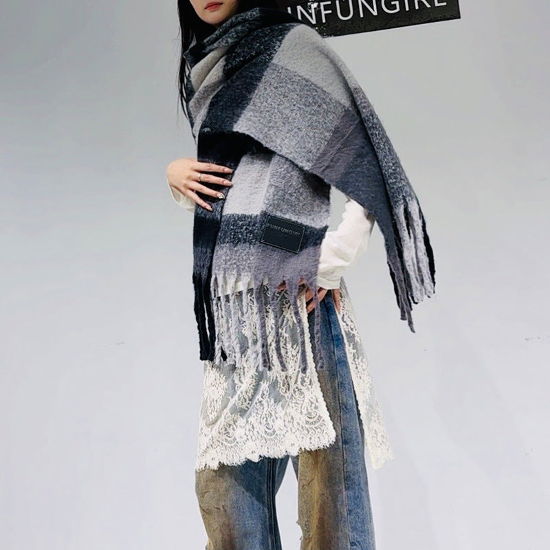 Classic Plaid Faux Cashmere Winter Scarf
