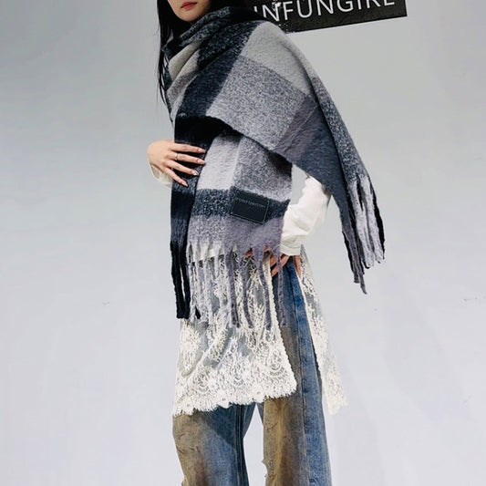Classic Plaid Faux Cashmere Winter Scarf