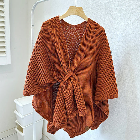 Luxurious Faux Cashmere Knitted Cape