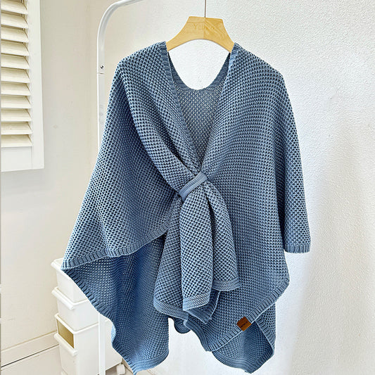 Luxurious Faux Cashmere Knitted Cape