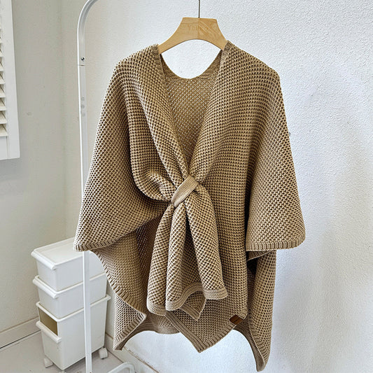 Luxurious Faux Cashmere Knitted Cape