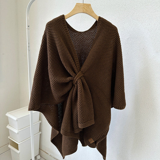 Luxurious Faux Cashmere Knitted Cape