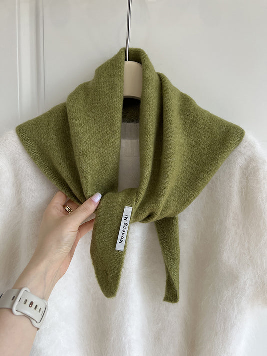 Chic Wool Blend Knit Triangle Scarf