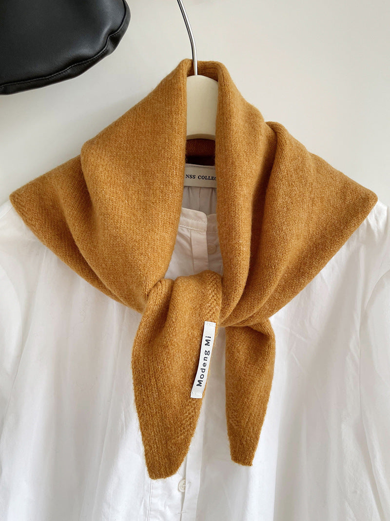 Chic Wool Blend Knit Triangle Scarf
