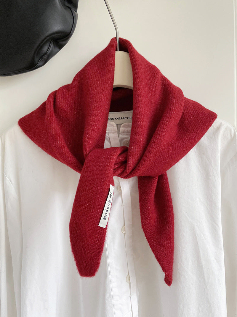 Chic Wool Blend Knit Triangle Scarf
