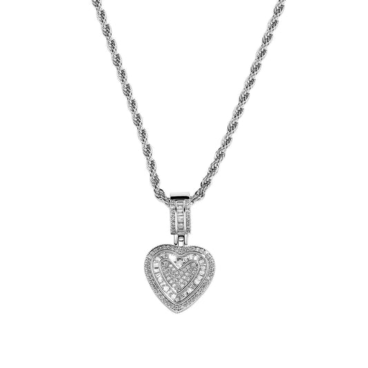 Iced Out Heart Pendant Necklace