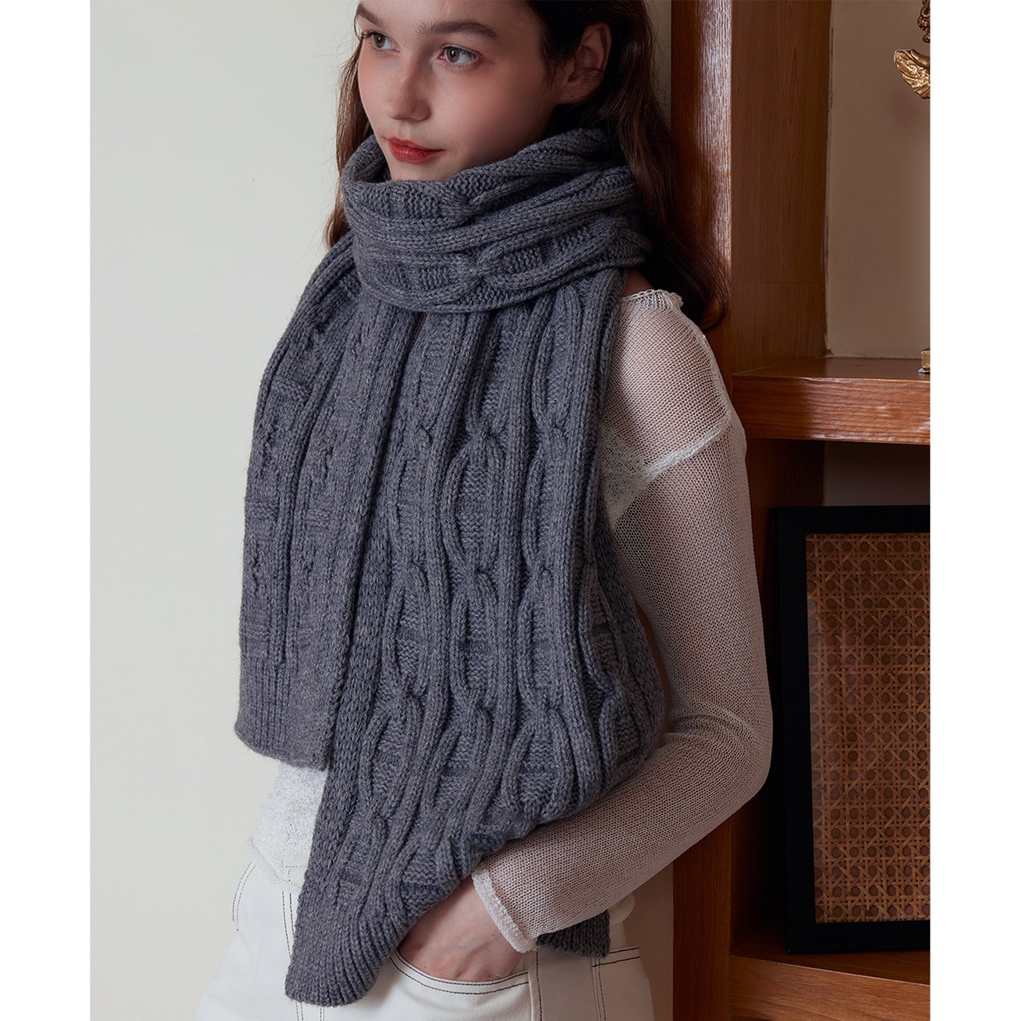 Classic Textured Knit Scarf