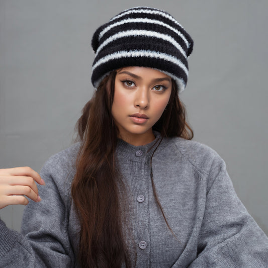 Trendy Dual-Tone Striped Beanie