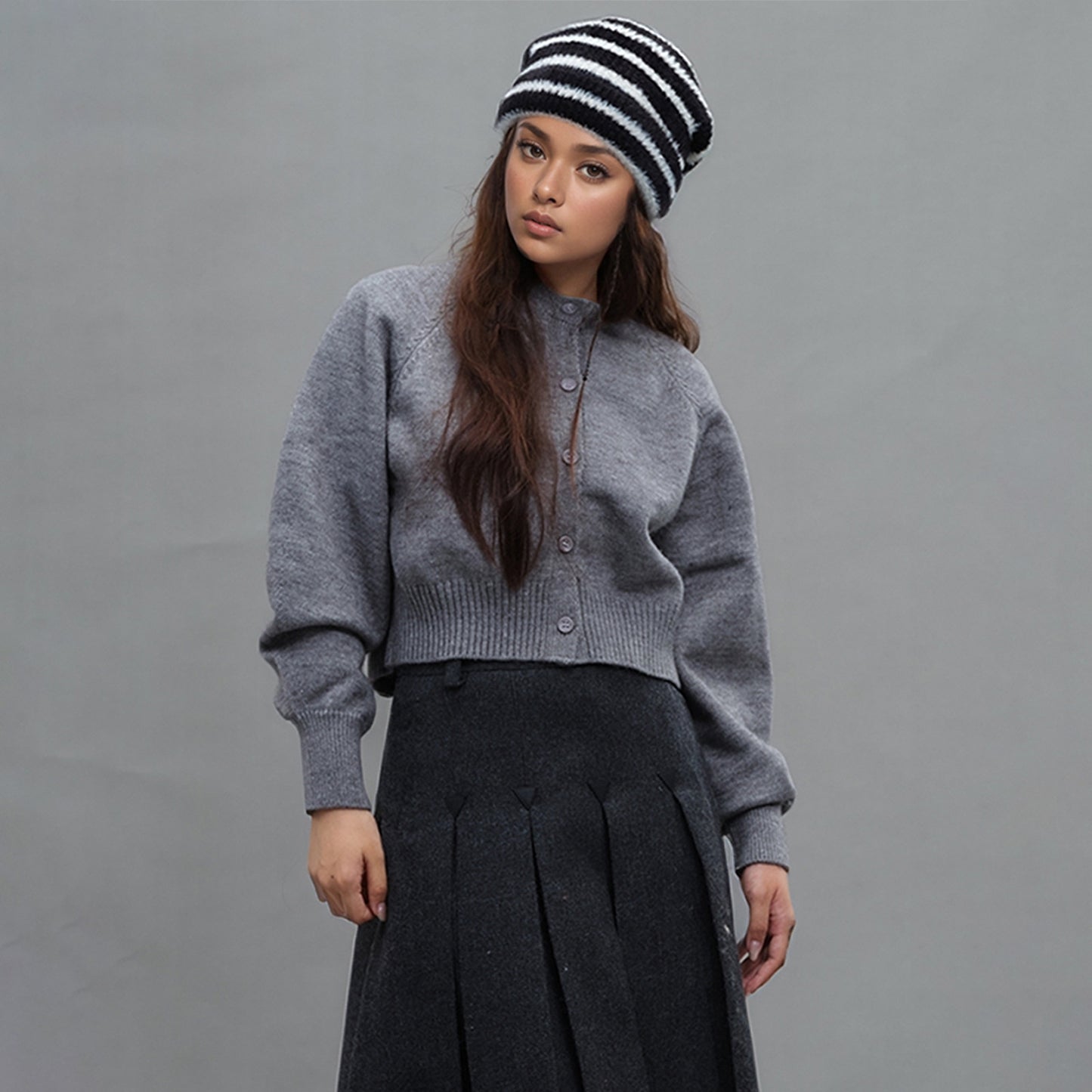 Trendy Dual-Tone Striped Beanie