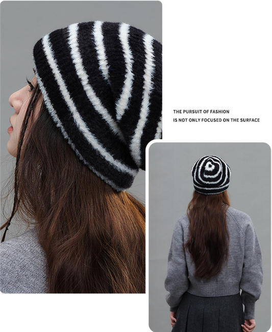 Trendy Dual-Tone Striped Beanie