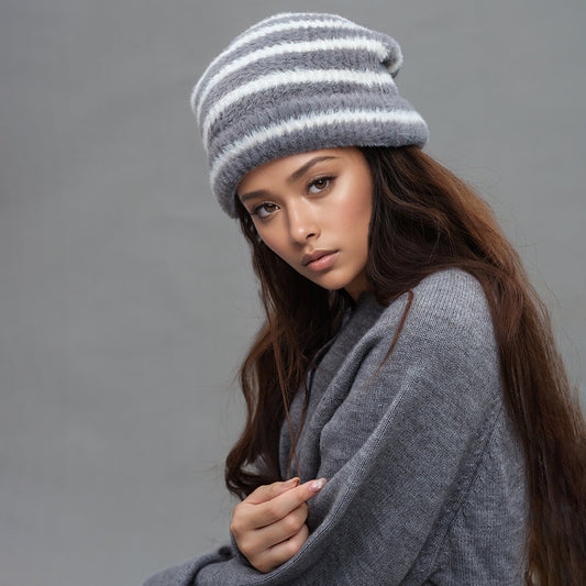 Trendy Dual-Tone Striped Beanie