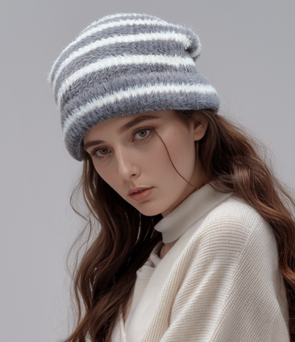 Trendy Dual-Tone Striped Beanie
