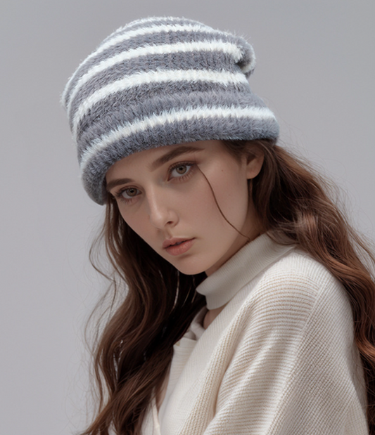 Trendy Dual-Tone Striped Beanie