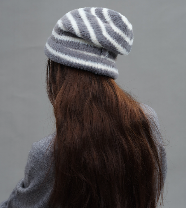 Trendy Dual-Tone Striped Beanie