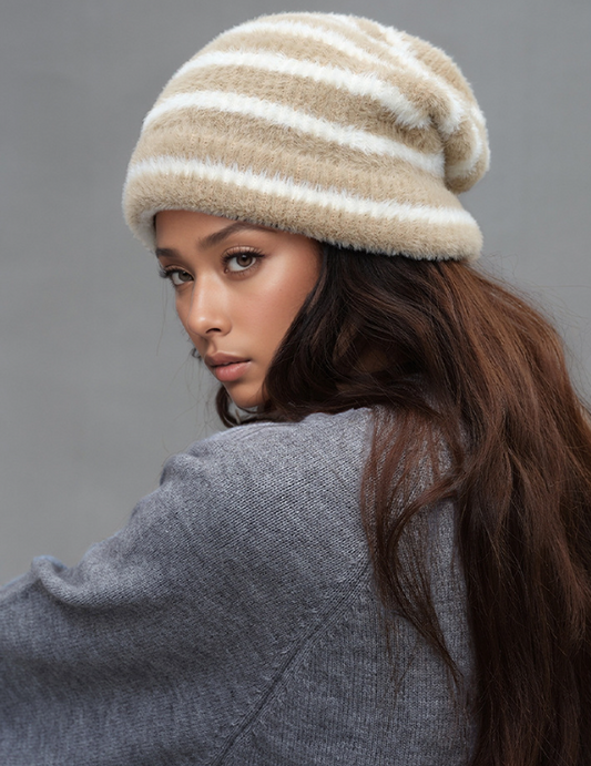 Trendy Dual-Tone Striped Beanie