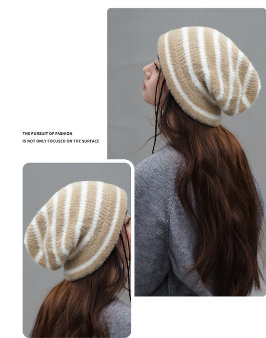 Trendy Dual-Tone Striped Beanie