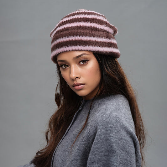 Trendy Dual-Tone Striped Beanie