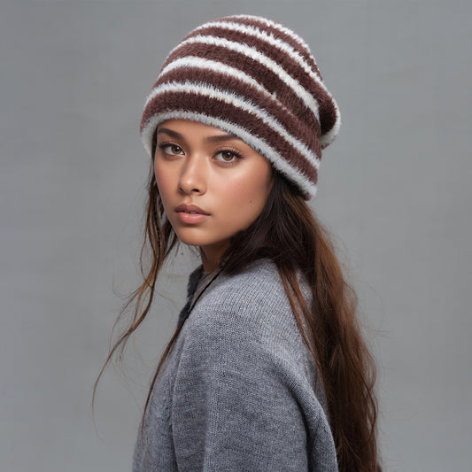 Trendy Dual-Tone Striped Beanie