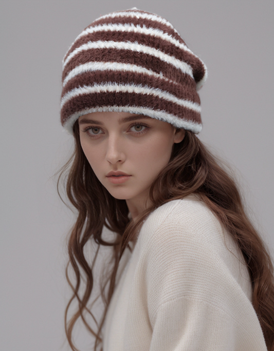 Trendy Dual-Tone Striped Beanie